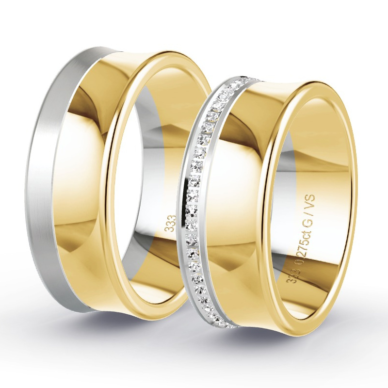 Alianzas Oro amarillo/oro blanco - 0.28 kt Diamantes - Modelo N°1666 Alianzas Oro amarillo/oro blanco - 0.28 kt Diamantes - Modelo N°1666
