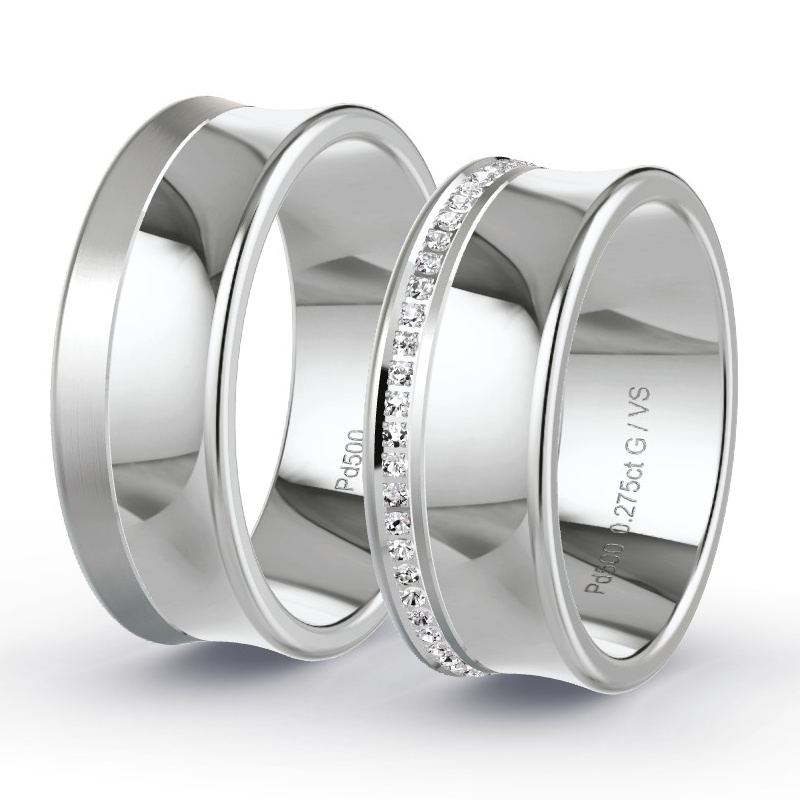 Alianzas Paladio - 0.28 kt Diamantes - Modelo N°1666 Alianzas Paladio - 0.28 kt Diamantes - Modelo N°1666