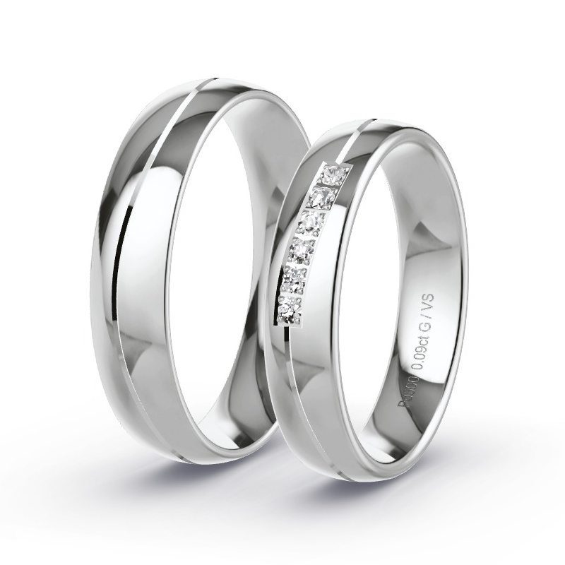 Alianzas Paladio - 0.09 kt Diamantes - Modelo N°1668 Alianzas Paladio - 0.09 kt Diamantes - Modelo N°1668