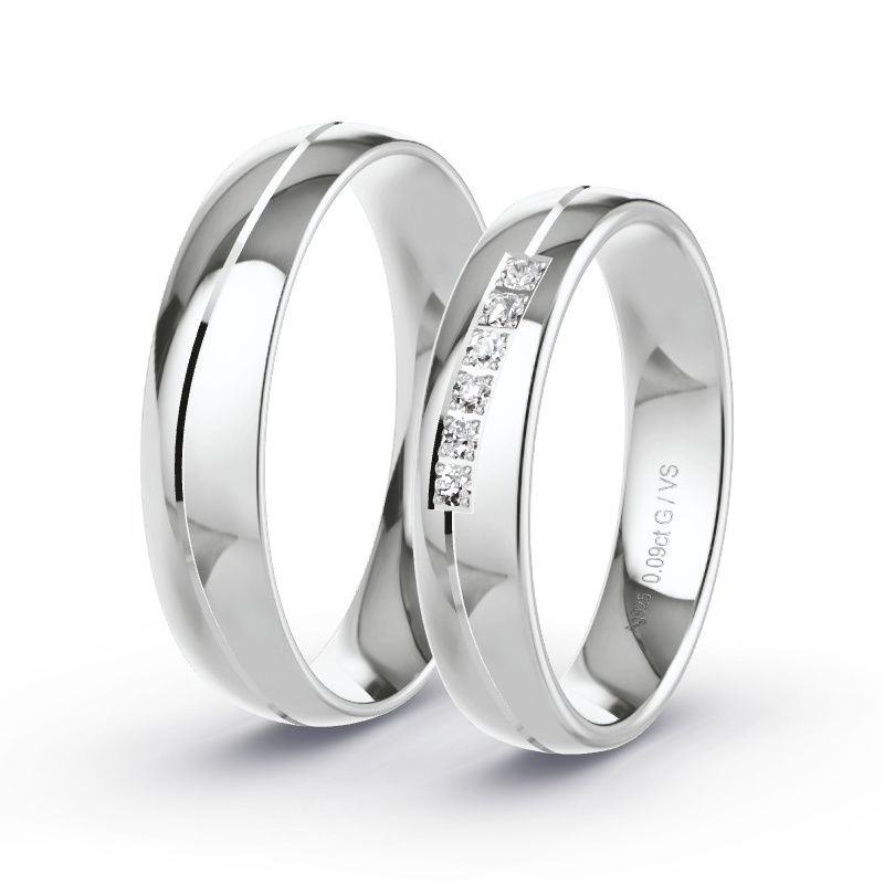Alianzas Plata - 0.09 kt Diamantes - Modelo N°1668 Alianzas Plata - 0.09 kt Diamantes - Modelo N°1668