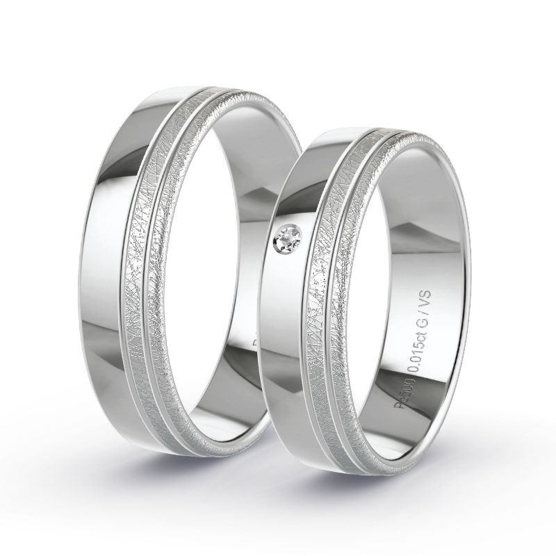 Alianzas Paladio - 0.015 kt Diamantes - Modelo N°1672 Alianzas Paladio - 0.015 kt Diamantes - Modelo N°1672