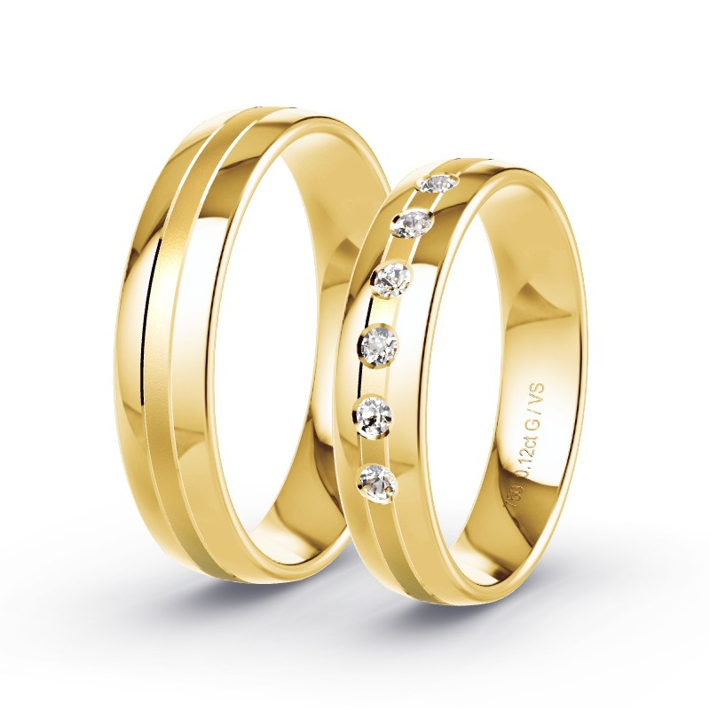 Alianzas Oro amarillo - 0.12 kt Diamantes - Modelo N°1675 Alianzas Oro amarillo - 0.12 kt Diamantes - Modelo N°1675