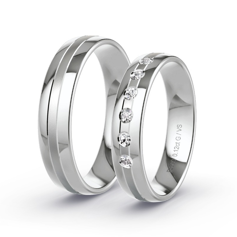 Alianzas Paladio - 0.12 kt Diamantes - Modelo N°1675 Alianzas Paladio - 0.12 kt Diamantes - Modelo N°1675