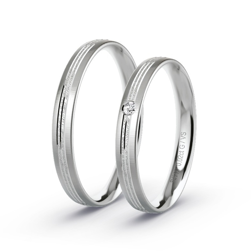 Alianzas Paladio - 0.02 kt Diamantes - Modelo N°1676 Alianzas Paladio - 0.02 kt Diamantes - Modelo N°1676