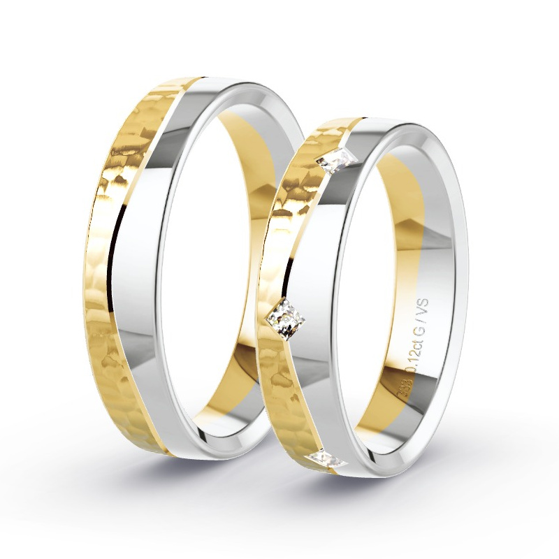 Alianzas Oro amarillo/oro blanco - 0.15 kt Diamantes - Modelo N°1679 Alianzas Oro amarillo/oro blanco - 0.15 kt Diamantes - Modelo N°1679