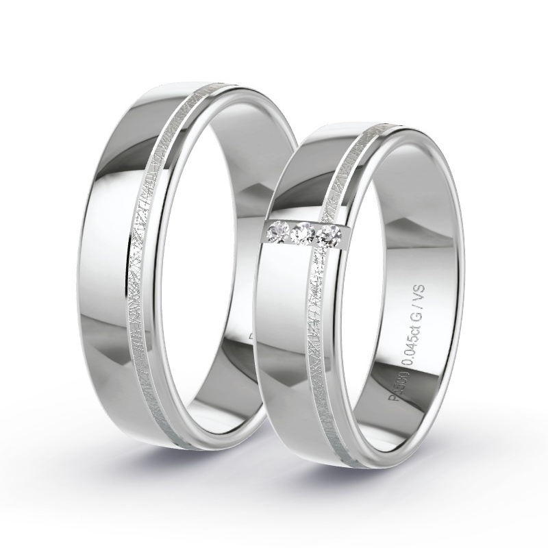Alianzas Paladio - 0.045 kt Diamantes - Modelo N°1680 Alianzas Paladio - 0.045 kt Diamantes - Modelo N°1680