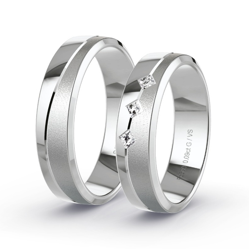 Alianzas Paladio - 0.09 kt Diamantes - Modelo N°1682 Alianzas Paladio - 0.09 kt Diamantes - Modelo N°1682