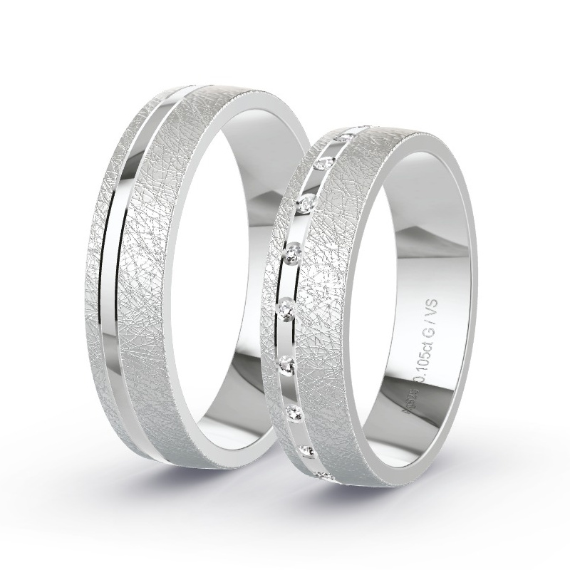 Alianzas Plata - 0.105 kt Diamantes - Modelo N°1687 Alianzas Plata - 0.105 kt Diamantes - Modelo N°1687
