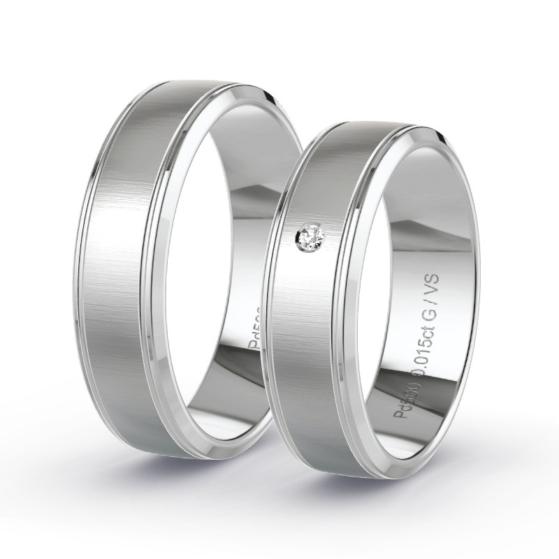 Alianzas Paladio - 0.015 kt Diamantes - Modelo N°1689 Alianzas Paladio - 0.015 kt Diamantes - Modelo N°1689