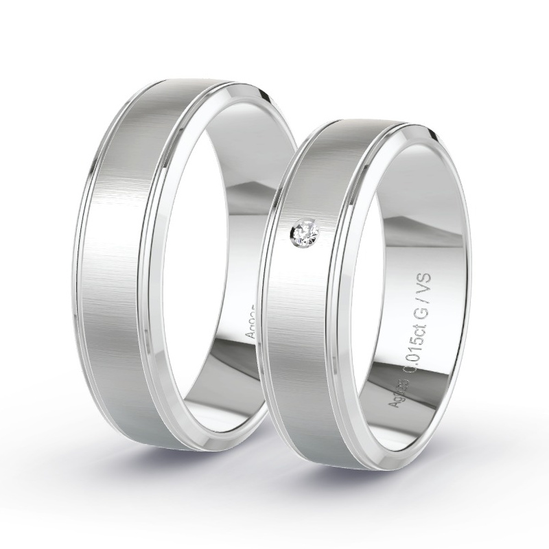 Alianzas Plata - 0.015 kt Diamantes - Modelo N°1689 Alianzas Plata - 0.015 kt Diamantes - Modelo N°1689