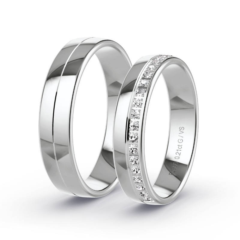 Alianzas Paladio - 0.21 kt Diamantes - Modelo N°1690 Alianzas Paladio - 0.21 kt Diamantes - Modelo N°1690
