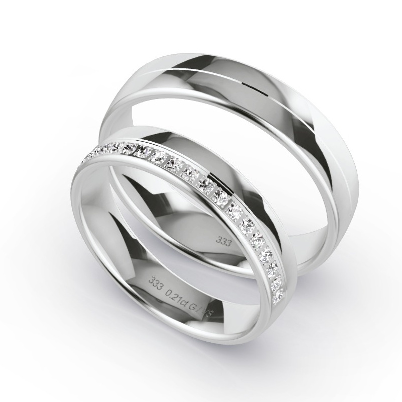 Theia Anillo De Bodas De Oro Blanco, 9k, Peso Pesado, Centro