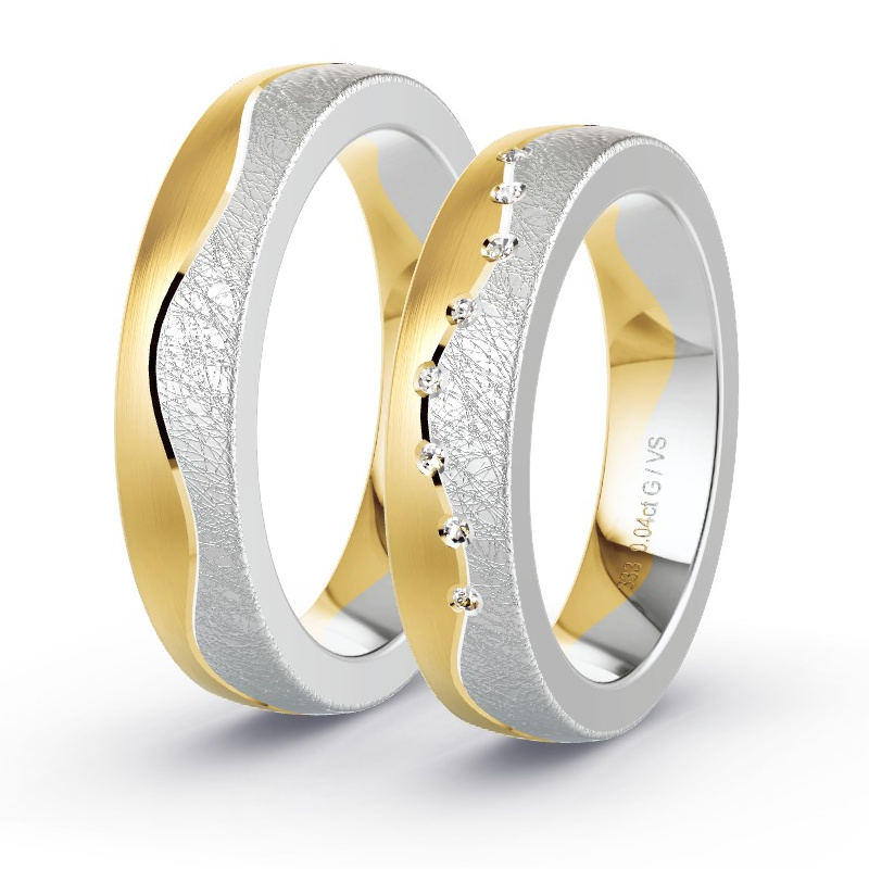 Alianzas Oro amarillo/oro blanco - 0.04 kt Diamantes - Modelo N°1691 Alianzas Oro amarillo/oro blanco - 0.04 kt Diamantes - Modelo N°1691
