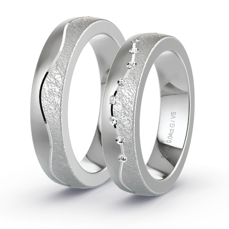 Alianzas Paladio - 0.04 kt Diamantes - Modelo N°1691 Alianzas Paladio - 0.04 kt Diamantes - Modelo N°1691