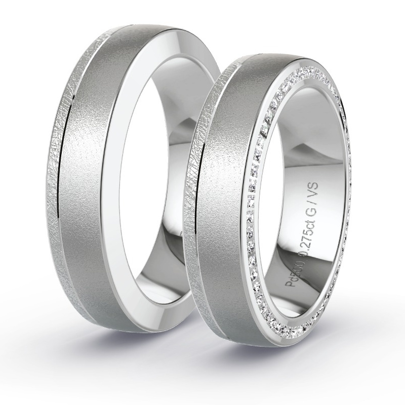 Alianzas Paladio - 0.275 kt Diamantes - Modelo N°1697 Alianzas Paladio - 0.275 kt Diamantes - Modelo N°1697