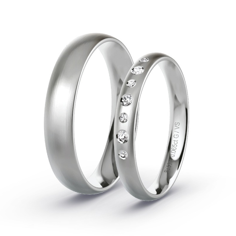 Alianzas Paladio - 0.065 kt Diamantes - Modelo N°1710 Alianzas Paladio - 0.065 kt Diamantes - Modelo N°1710