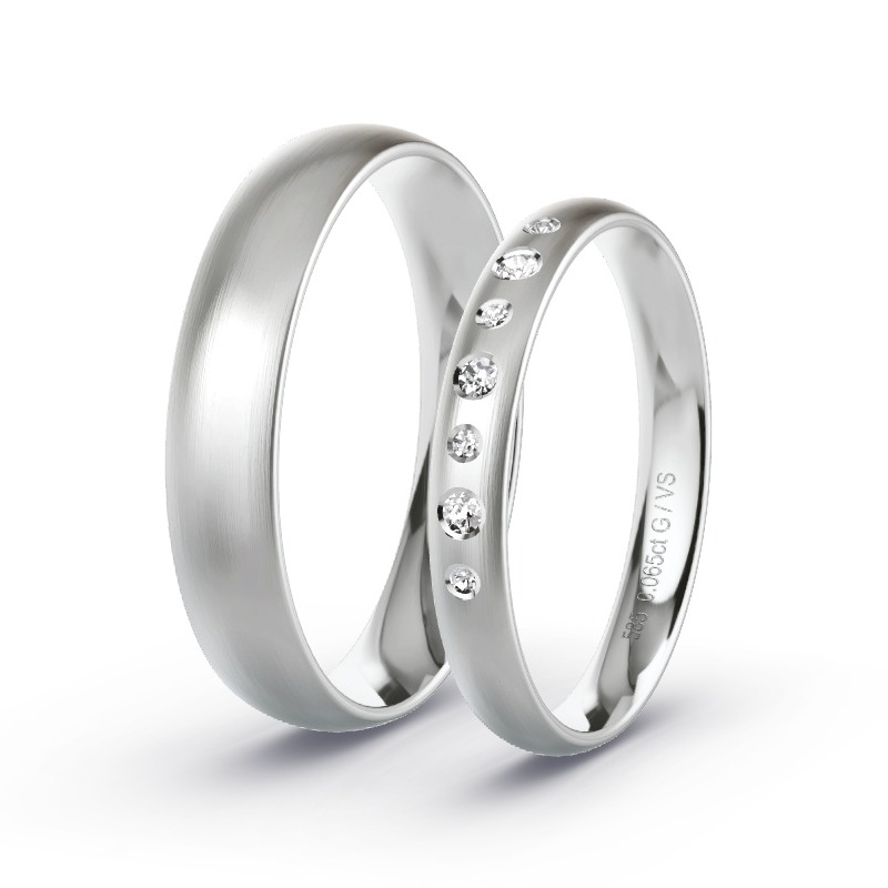 Alianzas Oro blanco - 0.065 kt Diamantes - Modelo N°1710 Alianzas Oro blanco - 0.065 kt Diamantes - Modelo N°1710