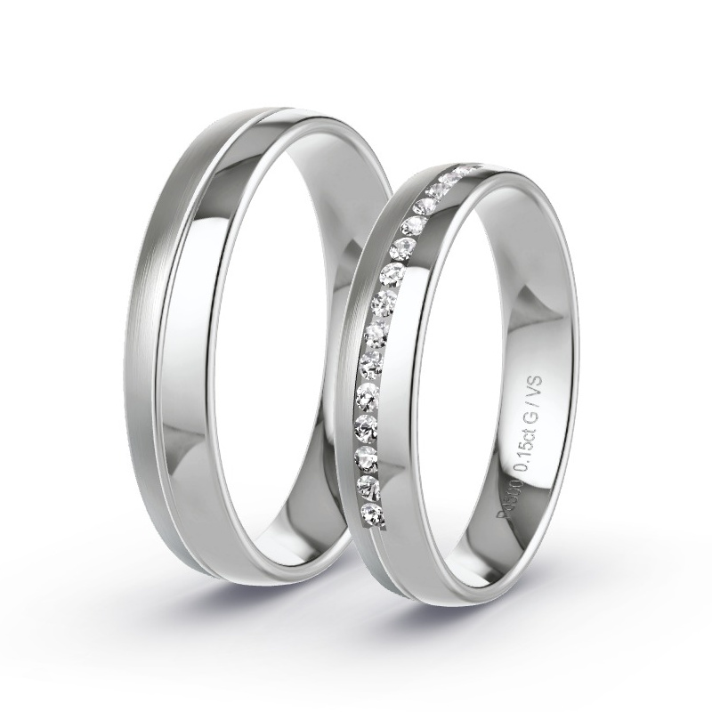 Alianzas Paladio - 0.15 kt Diamantes - Modelo N°1719 Alianzas Paladio - 0.15 kt Diamantes - Modelo N°1719