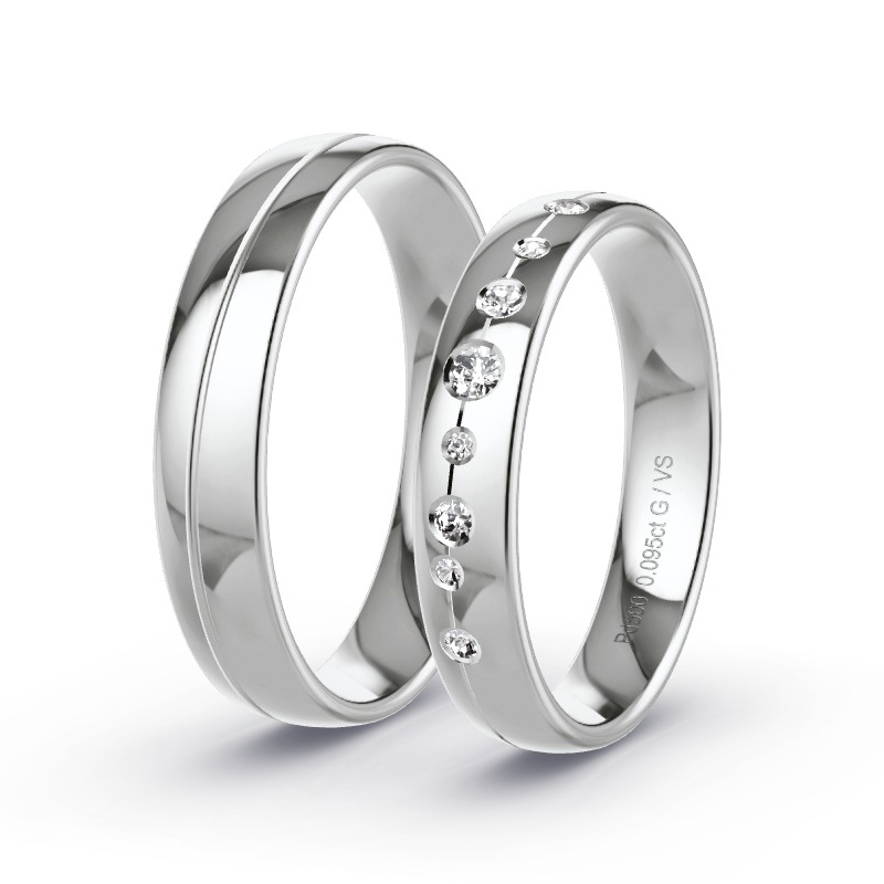 Alianzas Paladio - 0.095 kt Diamantes - Modelo N°1726 Alianzas Paladio - 0.095 kt Diamantes - Modelo N°1726