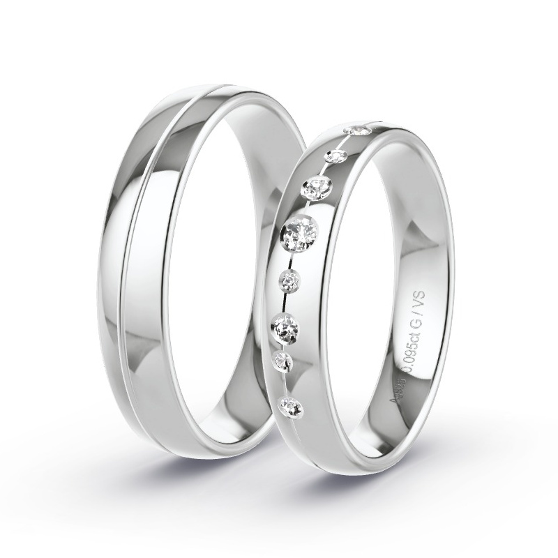 Alianzas Plata - 0.095 kt Diamantes - Modelo N°1726 Alianzas Plata - 0.095 kt Diamantes - Modelo N°1726
