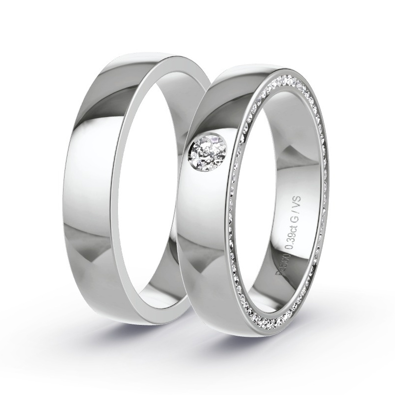 Alianzas Paladio - 0.385 kt Diamantes - Modelo N°1729 Alianzas Paladio - 0.385 kt Diamantes - Modelo N°1729