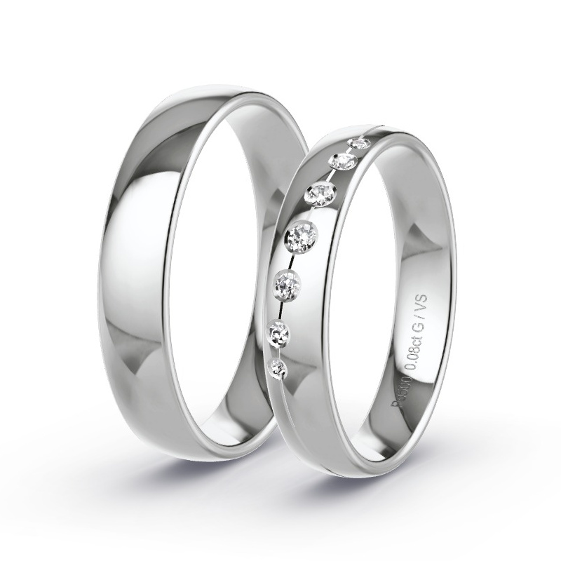 Alianzas Paladio - 0.08 kt Diamantes - Modelo N°1734 Alianzas Paladio - 0.08 kt Diamantes - Modelo N°1734