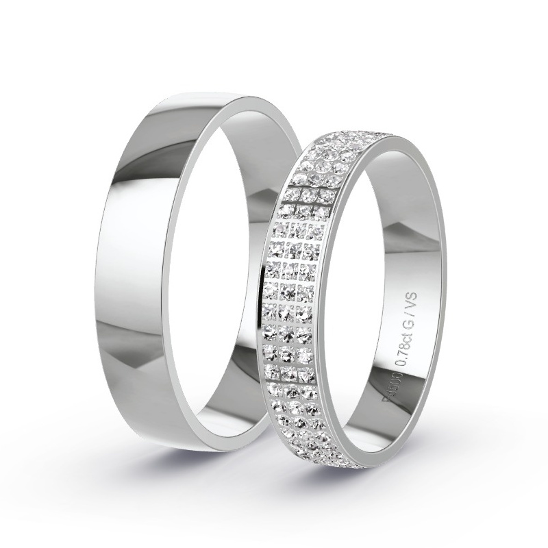 Alianzas Paladio - 0.78 kt Diamantes - Modelo N°1736 Alianzas Paladio - 0.78 kt Diamantes - Modelo N°1736