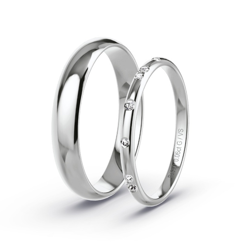 Alianzas Paladio - 0.06 kt Diamantes - Modelo N°1740 Alianzas Paladio - 0.06 kt Diamantes - Modelo N°1740