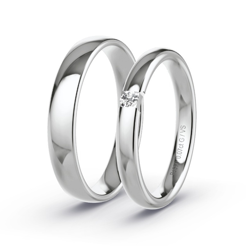 Alianzas Paladio - 0.07 kt Diamantes - Modelo N°1743 Alianzas Paladio - 0.07 kt Diamantes - Modelo N°1743