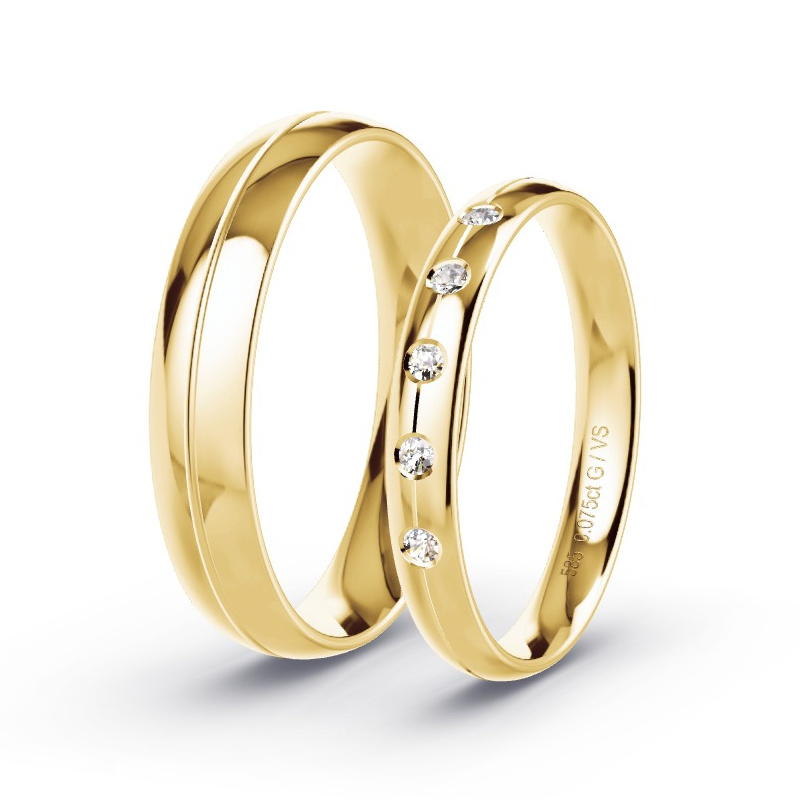 Alianzas Oro amarillo - 0.075 kt Diamantes - Modelo N°1750 Alianzas Oro amarillo - 0.075 kt Diamantes - Modelo N°1750