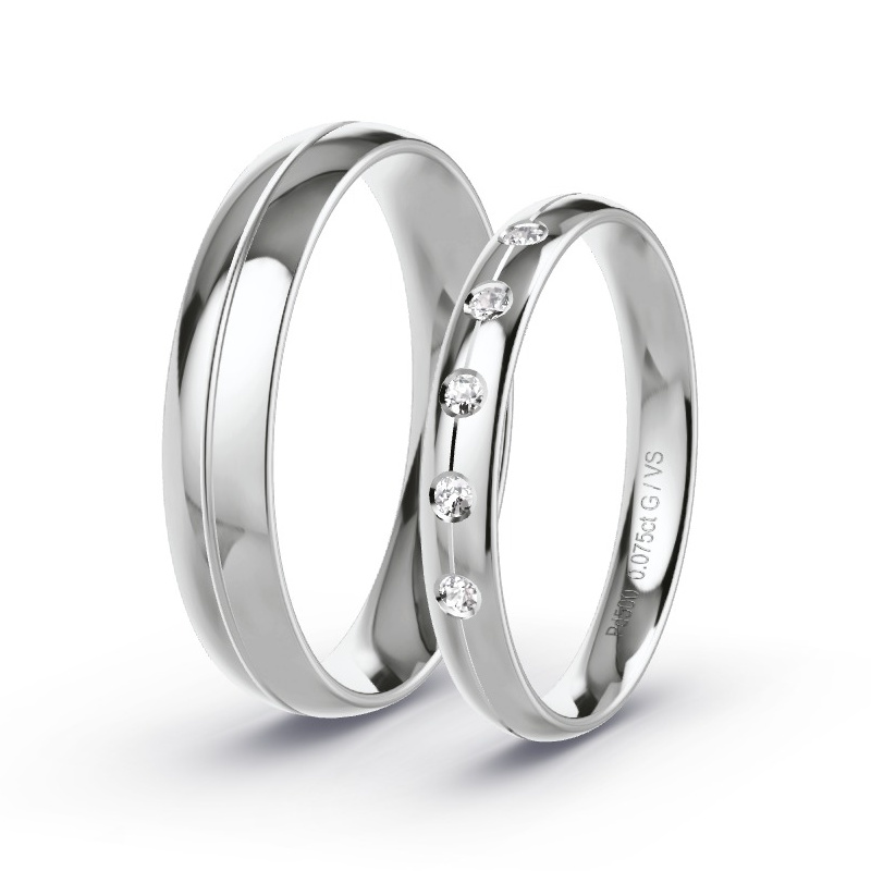 Alianzas Paladio - 0.075 kt Diamantes - Modelo N°1750 Alianzas Paladio - 0.075 kt Diamantes - Modelo N°1750
