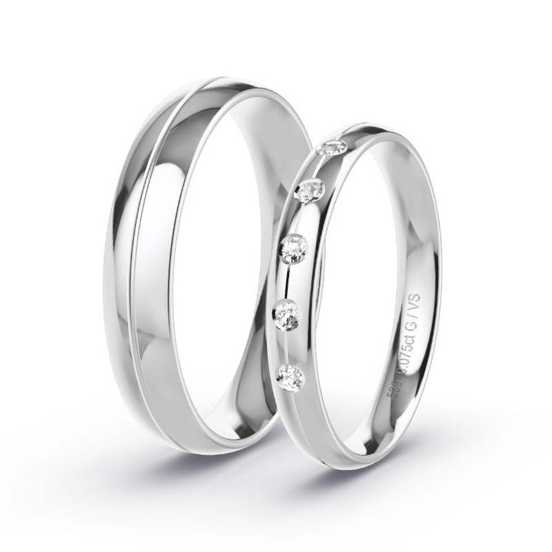Alianzas Oro blanco - 0.075 kt Diamantes - Modelo N°1750 Alianzas Oro blanco - 0.075 kt Diamantes - Modelo N°1750