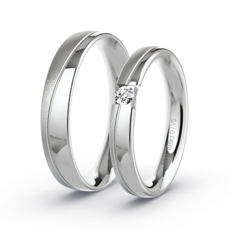 Alianzas Paladio - 0.09 kt Diamantes - Modelo N°1751 Alianzas Paladio - 0.09 kt Diamantes - Modelo N°1751