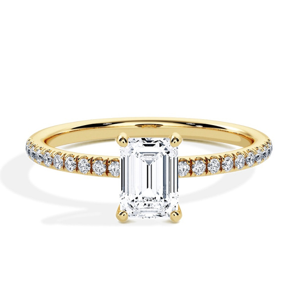 Anillo de compromiso Oro amarillo - 0.50 kt Esmeralda - Modelo N°3013, Pavé
