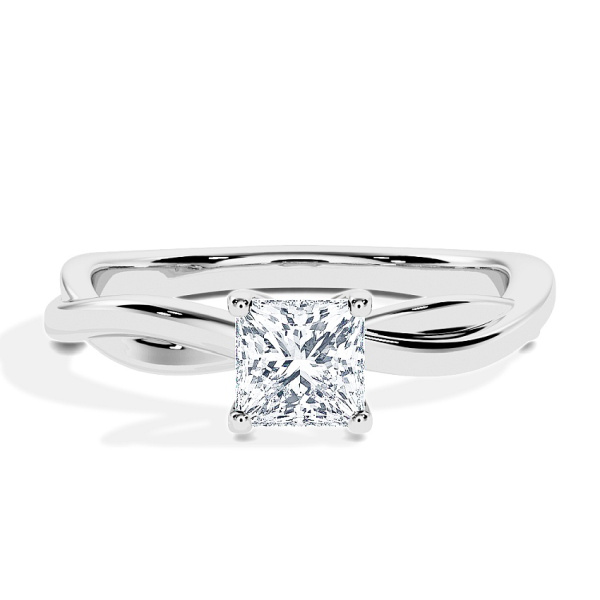 Anillo de compromiso Oro blanco - 0.30 kt Princesa - Modelo N°3016, Solitario
