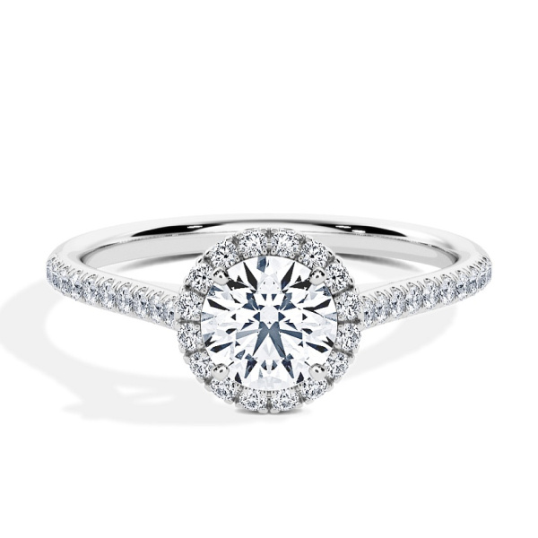 Anillo de compromiso Oro blanco - 0.62 kt Brillante - Modelo N°3408, Halo, Pavé