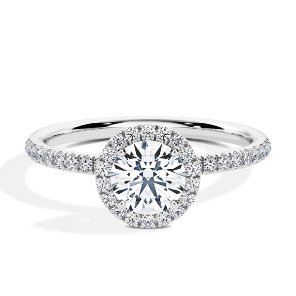 Anillo de compromiso Oro blanco - 0.78 kt Brillante - Modelo N°3411, Halo, Pavé
