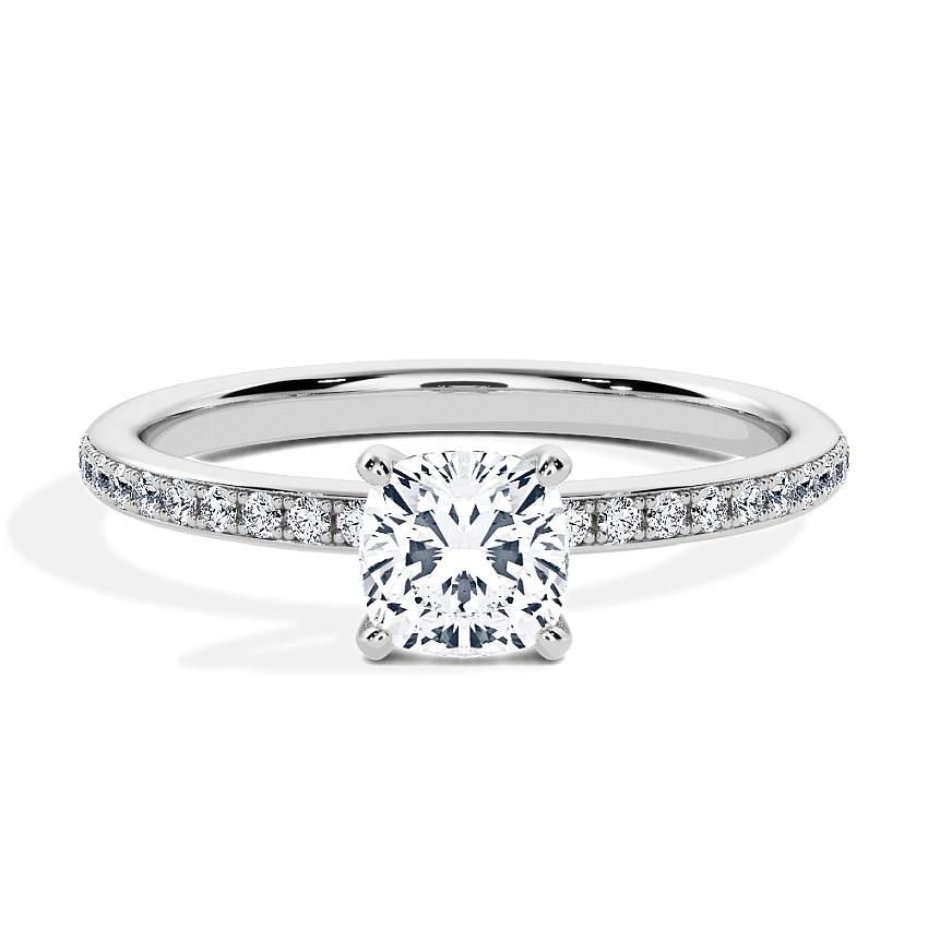 Anillo de compromiso Platino - 0.70 kt Cojín - Modelo N°3013, Pavé Anillo de compromiso Platino - 0.70 kt Cojín - Modelo N°3013, Pavé