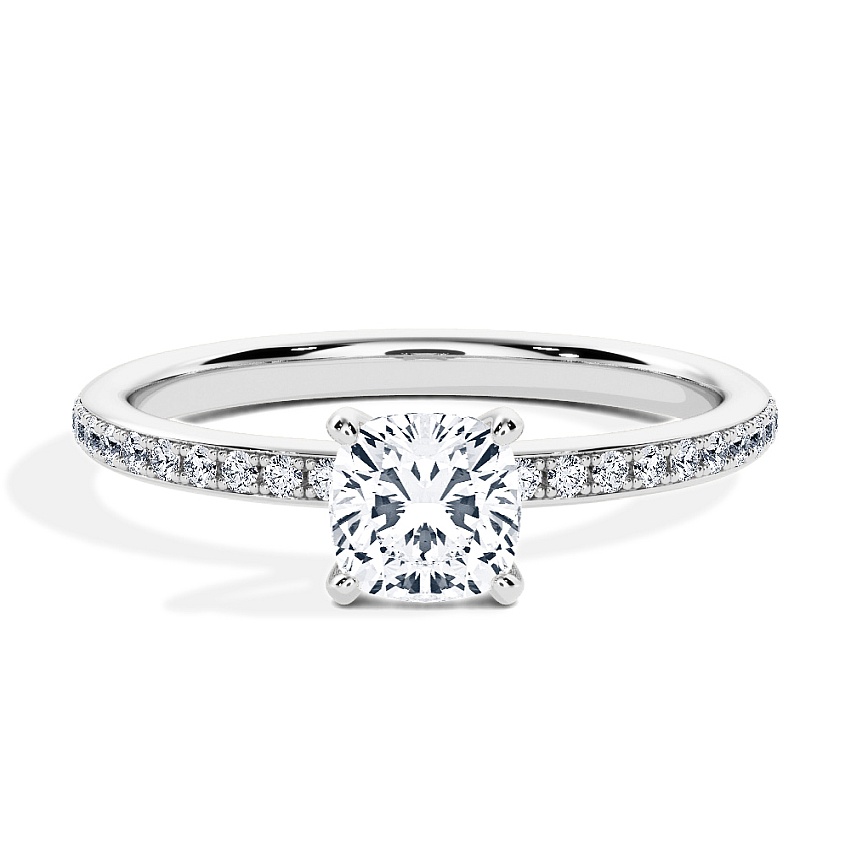 Anillo de compromiso Oro blanco - 0.70 kt Cojín - Modelo N°3013, Pavé Anillo de compromiso Oro blanco - 0.70 kt Cojín - Modelo N°3013, Pavé