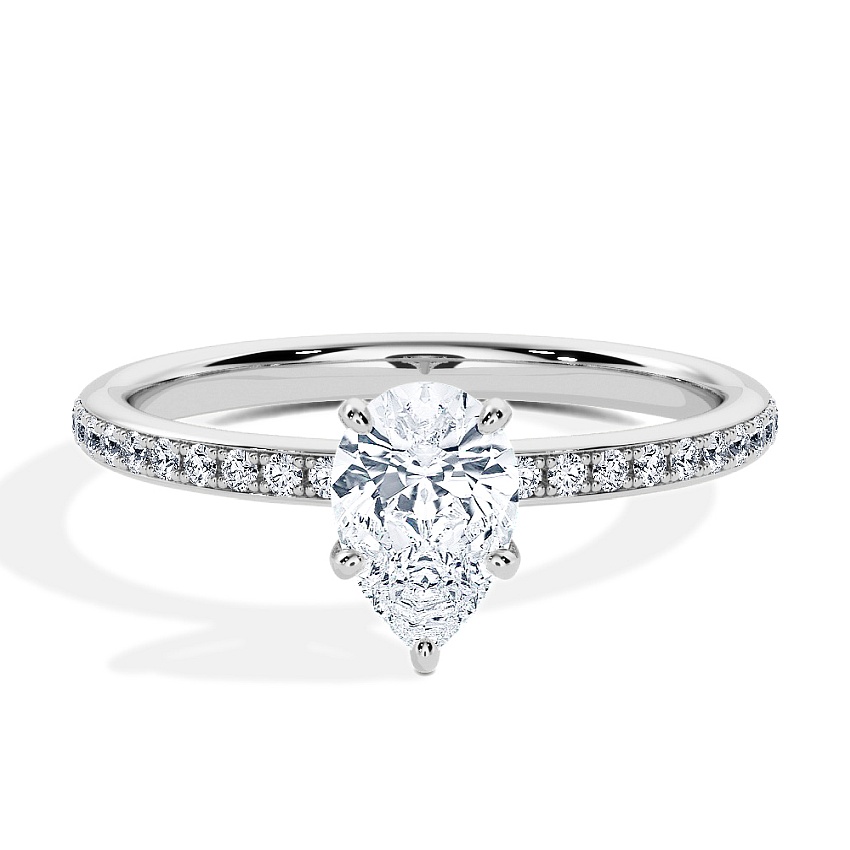 Anillo de compromiso Platino - 0.50 kt Pera - Modelo N°3013, Pavé Anillo de compromiso Platino - 0.50 kt Pera - Modelo N°3013, Pavé