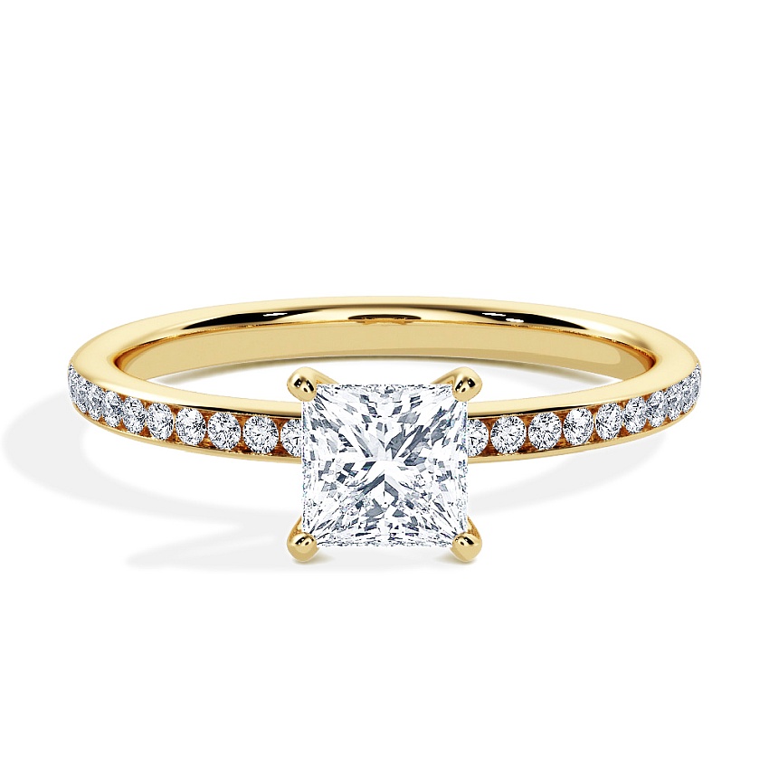Anillo de compromiso Oro amarillo - 0.50 kt Princesa - Modelo N°3013, Canal Anillo de compromiso Oro amarillo - 0.50 kt Princesa - Modelo N°3013, Canal