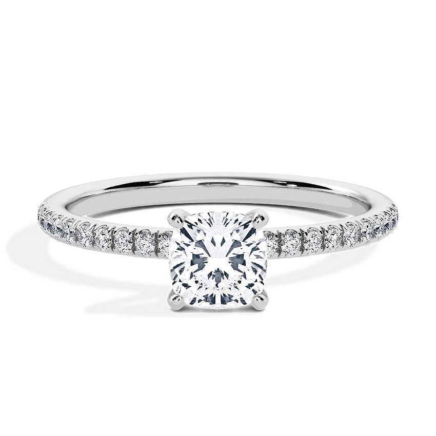 Anillo de compromiso Platino - 0.70 kt Cojín - Modelo N°3013, Pavé Anillo de compromiso Platino - 0.70 kt Cojín - Modelo N°3013, Pavé