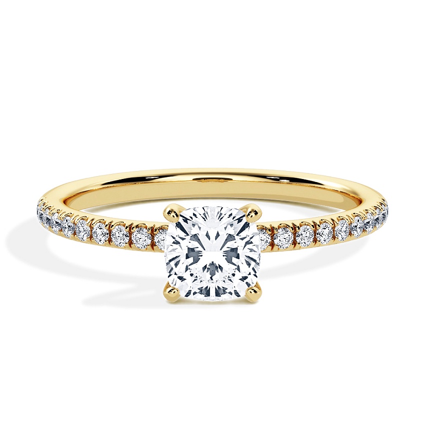 Anillo de compromiso Oro amarillo - 0.70 kt Cojín - Modelo N°3013, Pavé Anillo de compromiso Oro amarillo - 0.70 kt Cojín - Modelo N°3013, Pavé
