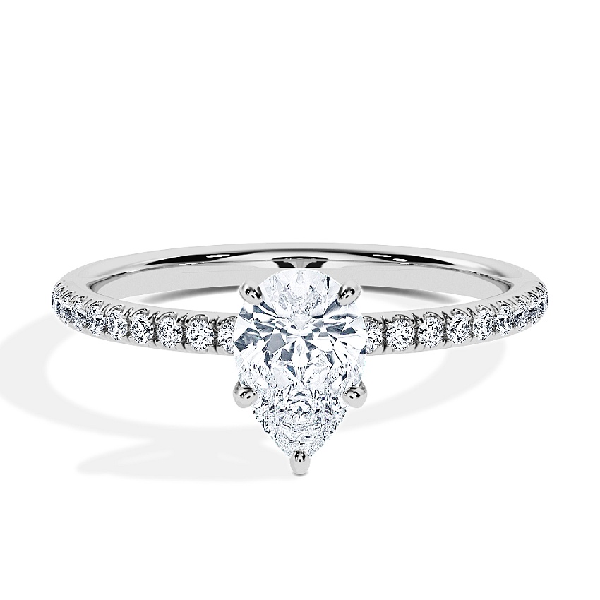 Anillo de compromiso Platino - 0.50 kt Pera - Modelo N°3013, Pavé Anillo de compromiso Platino - 0.50 kt Pera - Modelo N°3013, Pavé