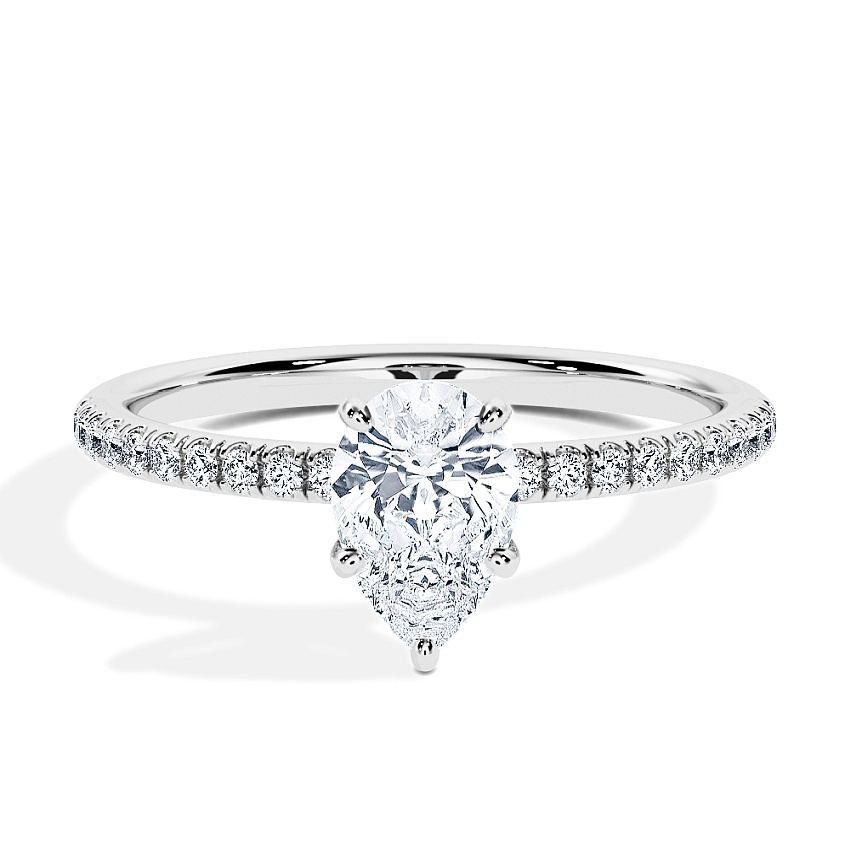 Anillo de compromiso Oro blanco - 0.50 kt Pera - Modelo N°3013, Pavé Anillo de compromiso Oro blanco - 0.50 kt Pera - Modelo N°3013, Pavé