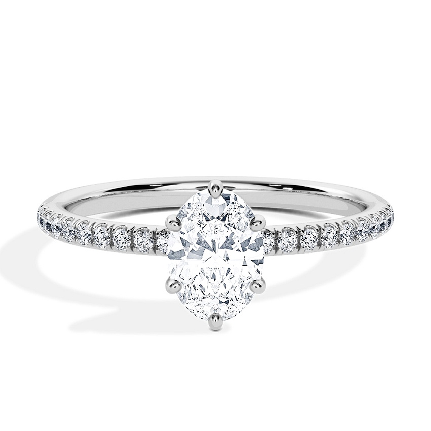 Anillo de compromiso Platino - 0.50 kt Oval - Modelo N°3014, Pavé Anillo de compromiso Platino - 0.50 kt Oval - Modelo N°3014, Pavé