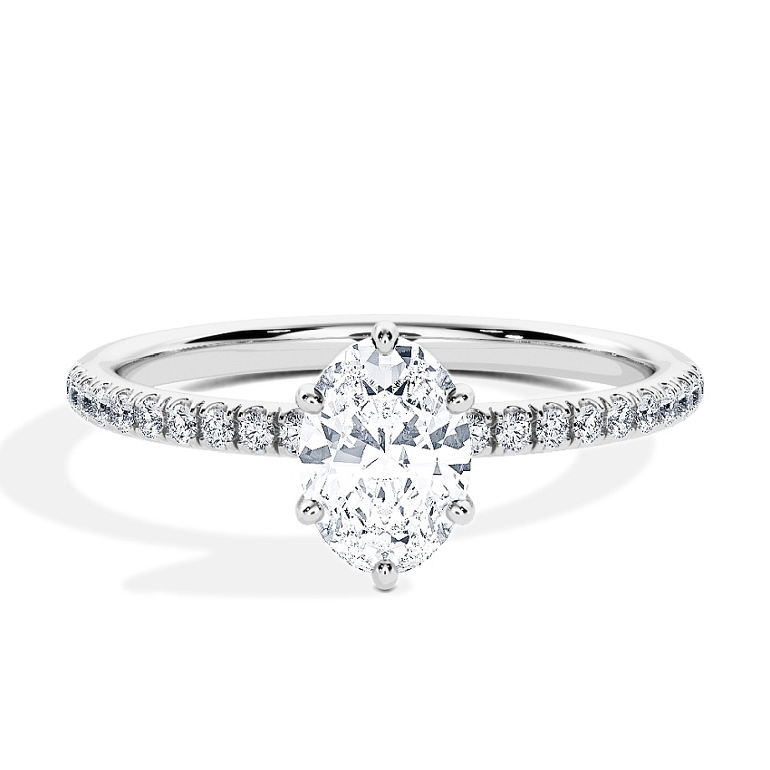 Anillo de compromiso Oro blanco - 0.50 kt Oval - Modelo N°3014, Pavé Anillo de compromiso Oro blanco - 0.50 kt Oval - Modelo N°3014, Pavé
