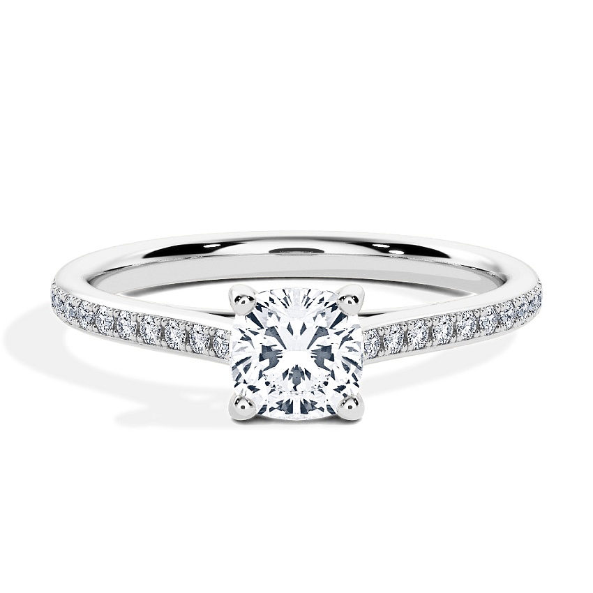 Anillo de compromiso Oro blanco - 0.70 kt Cojín - Modelo N°3015, Pavé Anillo de compromiso Oro blanco - 0.70 kt Cojín - Modelo N°3015, Pavé
