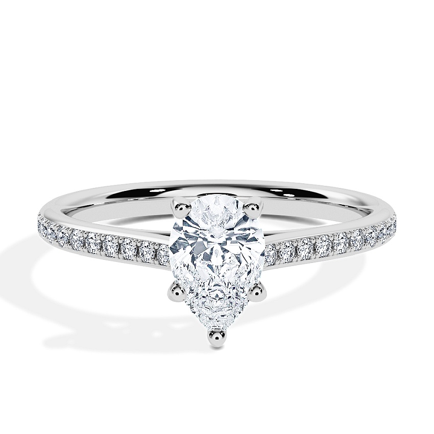 Anillo de compromiso Platino - 0.50 kt Pera - Modelo N°3015, Pavé Anillo de compromiso Platino - 0.50 kt Pera - Modelo N°3015, Pavé