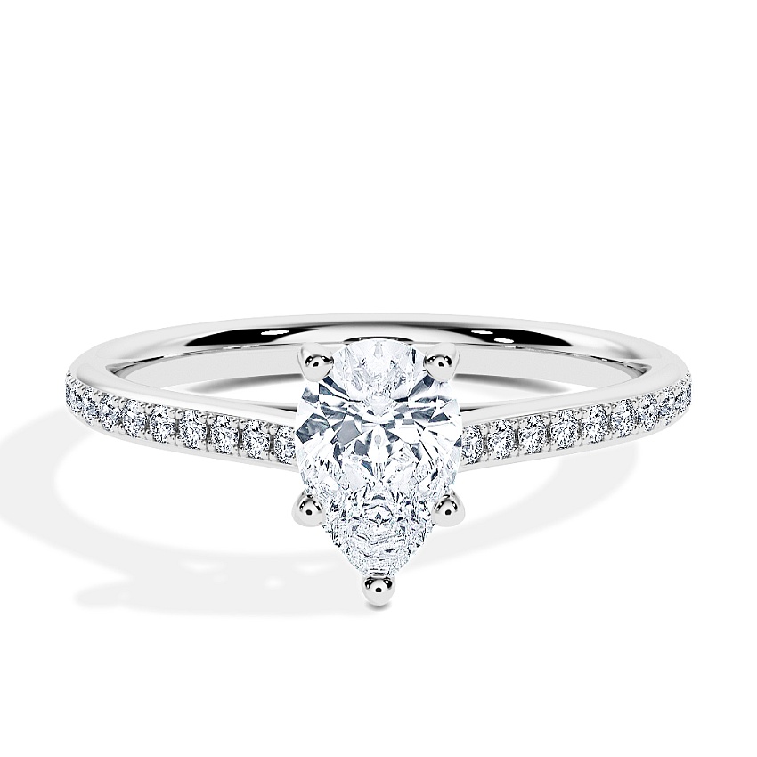 Anillo de compromiso Oro blanco - 0.50 kt Pera - Modelo N°3015, Pavé Anillo de compromiso Oro blanco - 0.50 kt Pera - Modelo N°3015, Pavé